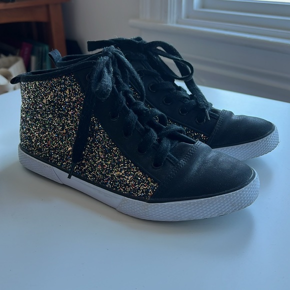 EUC Cat and Jack glitter high tops sz 5 black laces multi-colored glitter TARGET - Picture 9 of 15